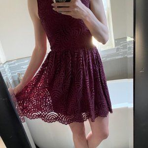Bobi BLACK Lace Purple/Maroon Mini Dress